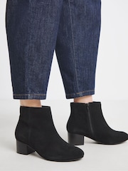 JD Williams Black Wide Fit Low Block Heel Suede Ankle Boots - Image 4 of 4