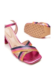 Moda in Pelle Metallic Myrtle Swoosh Heel Strappy Comfort Smart Sandals - Image 3 of 4