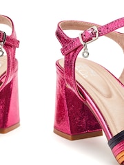 Moda in Pelle Metallic Myrtle Swoosh Heel Strappy Comfort Smart Sandals - Image 4 of 4
