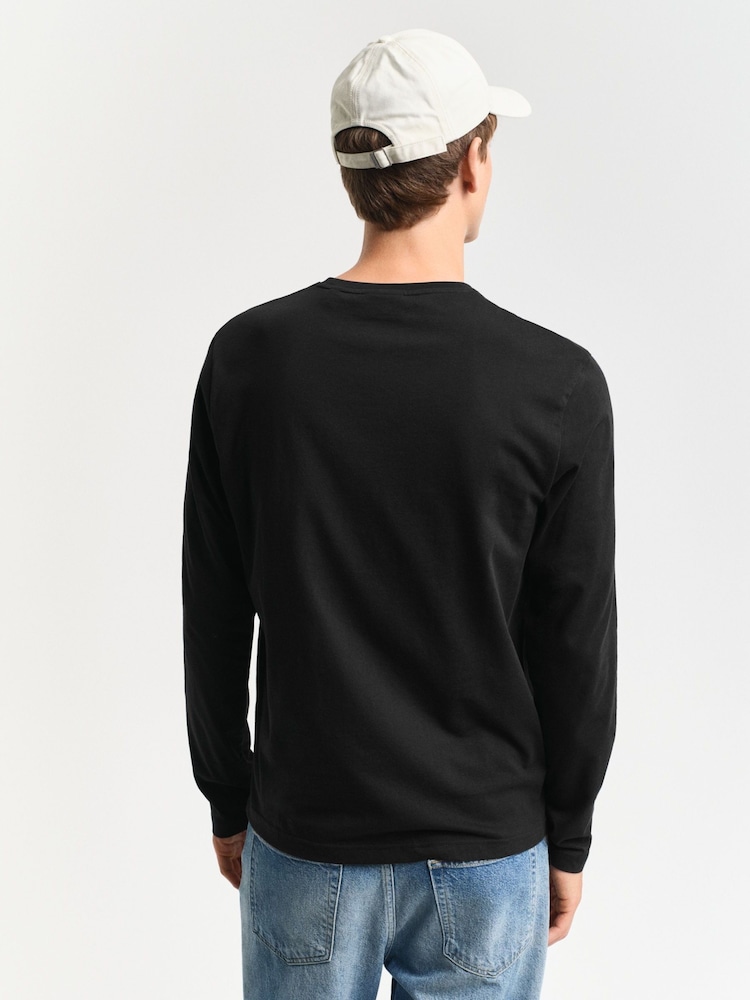 GANT Black Shield Logo Long Sleeve T-Shirt - Image 2 of 5 GANT Black Shield Logo Long Sleeve T-Shirt - Image 2 of 5
