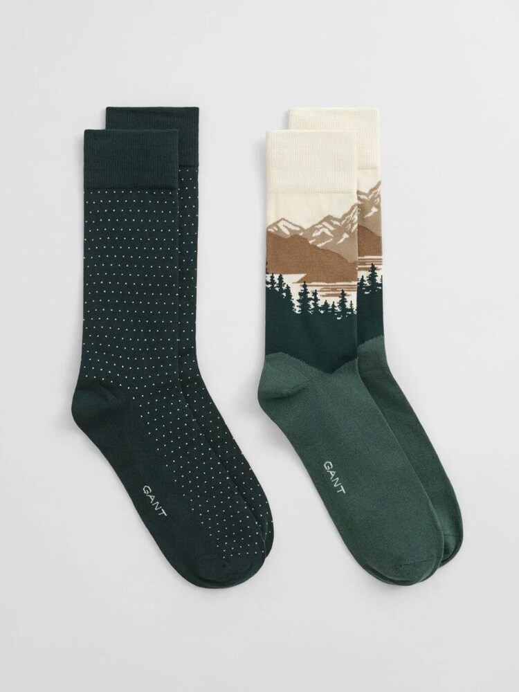 GANT Green Mountain Scenery Socks 2 Pack - Image 1 of 2