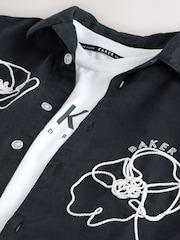 Baker by Ted Baker Linen Blend Floral Black Shirt and T-Shirt Set - Image 11 of 12