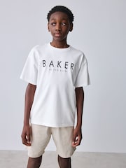 Baker by Ted Baker Linen Blend Floral Black Shirt and T-Shirt Set - Image 3 of 12