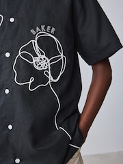 Baker by Ted Baker Linen Blend Floral Black Shirt and T-Shirt Set - Image 5 of 12