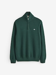Verde - GANT Jumper casual de algodão com zíper em um quarto - Imagem 5 de 5