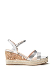 Moda in Pelle Silver Spot Asymmetric Strap Comfort Wedge Sandals - Image 1 of 4