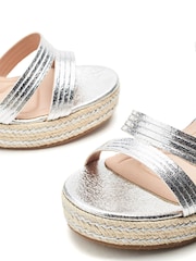 Moda in Pelle Silver Spot Asymmetric Strap Comfort Wedge Sandals - Image 3 of 4