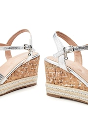 Moda in Pelle Silver Spot Asymmetric Strap Comfort Wedge Sandals - Image 4 of 4