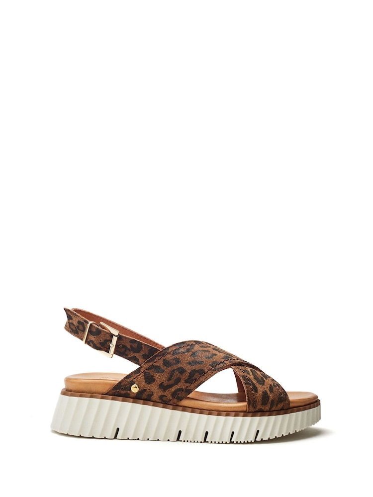 Moda in Pelle Animal Print Nellin Cross Over Sporty Sandals - Image 1 of 4