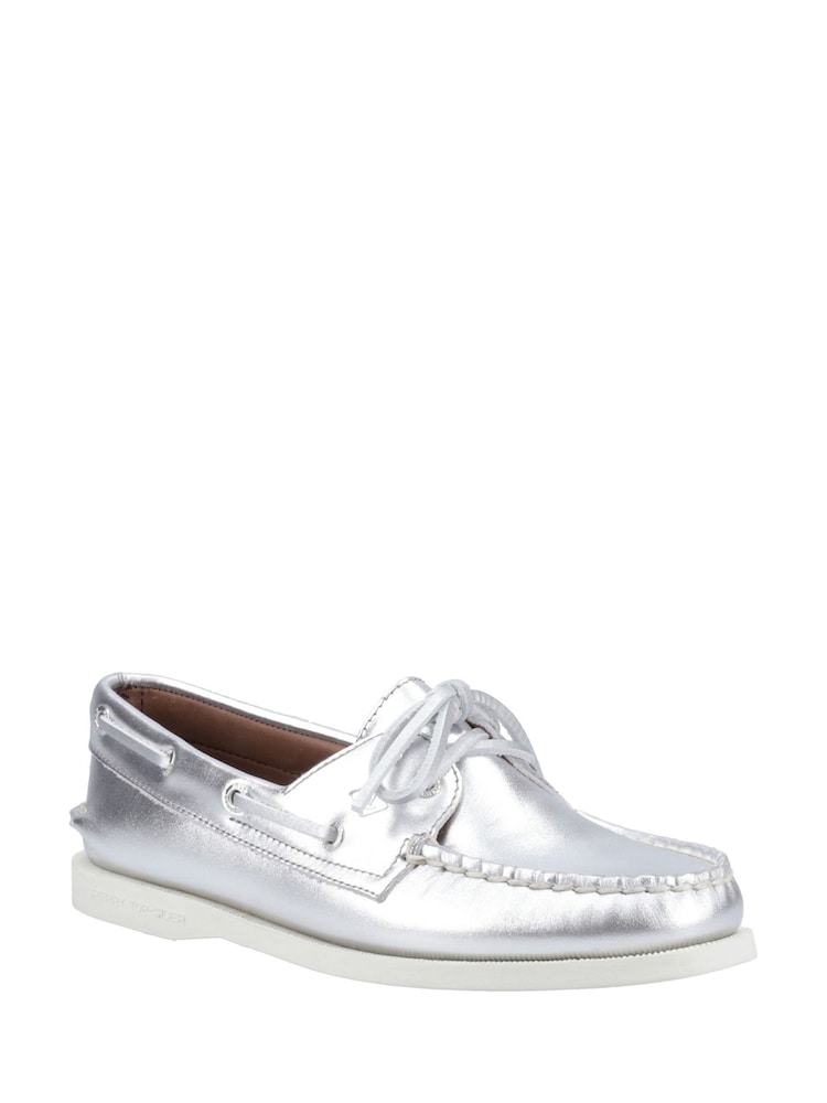 Sperry Silver Authentic 2 Eye Boat Shoes - Image 2 of 4