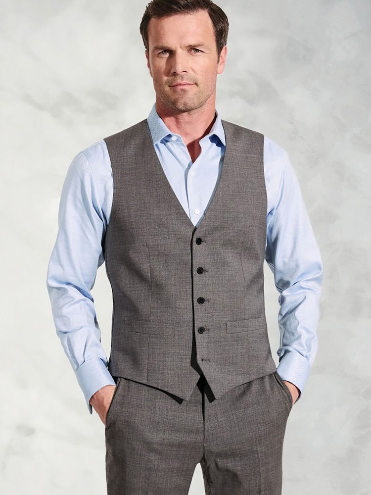 Brook Taverner Grey Plain Suit Waistcoat - Image 1 of 2 Brook Taverner Grey Plain Suit Waistcoat - Image 1 of 2