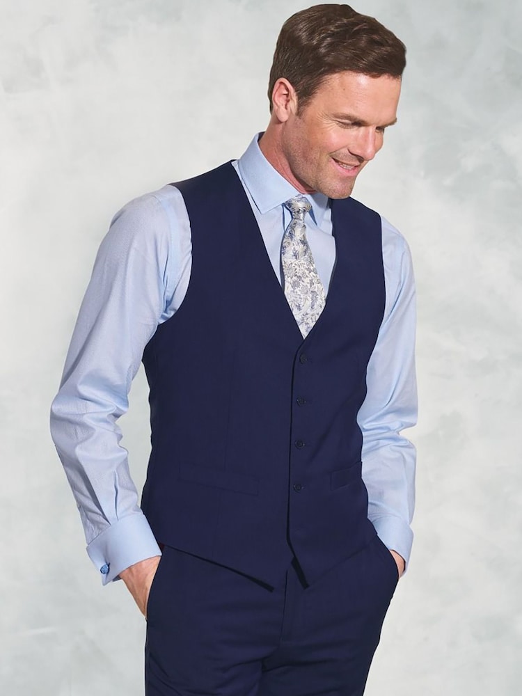 Brook Taverner Blue Plain Suit Waistcoat - Image 1 of 2