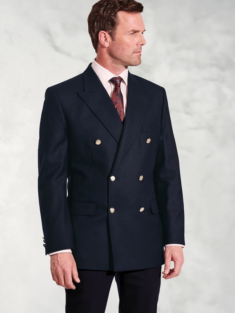 Brook Taverner Blue Pure New Wool Double Breasted Blazer - Image 1 of 4