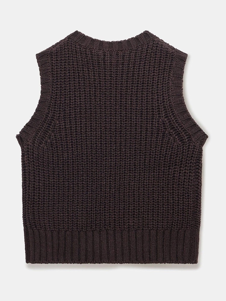 Mint Velvet Brown Chunky Knit Waistcoat - Image 2 of 2