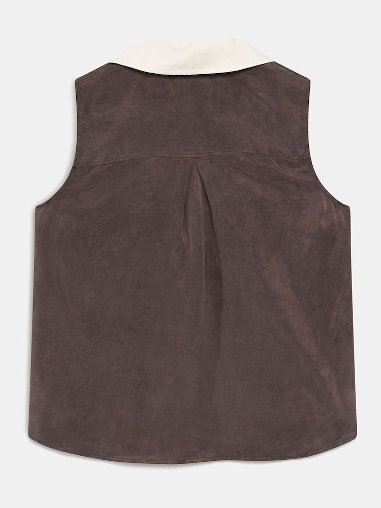 Mint Velvet Brown Contrast Collar Top - Image 8 of 8 Mint Velvet Brown Contrast Collar Top - Image 8 of 8