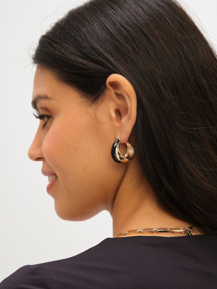 Jon Richard Gold Tone Double Hoop Earrings - Image 2 of 4