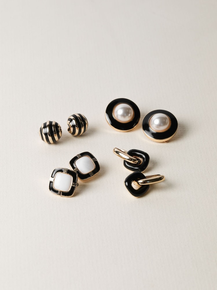 Jon Richard Gold Tone Jet Enamel Link Earrings - Image 2 of 4