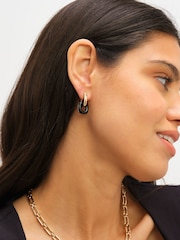 Jon Richard Gold Tone Jet Enamel Link Earrings - Image 3 of 4