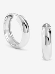 Jon Richard Silver Plated Waterproof Small Flat Surface Hoop Earrings - Image 1 of 1