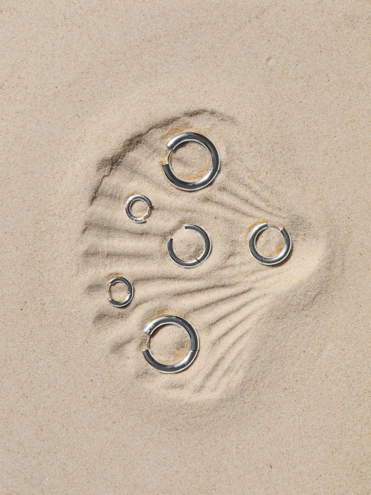 Jon Richard Silver Plated Waterproof Small Chubby Hoop Earrings - Image 5 of 5