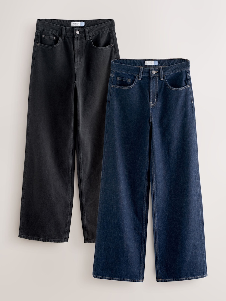 Black/Rinse Blue Wide Leg Jeans 2 Pack - Image 1 of 6