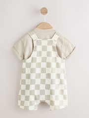 أسود/أبيض مربعات - Jersey Dungarees and Bodysuit Baby Set (0mths-2yrs) - صورة 3 من 9