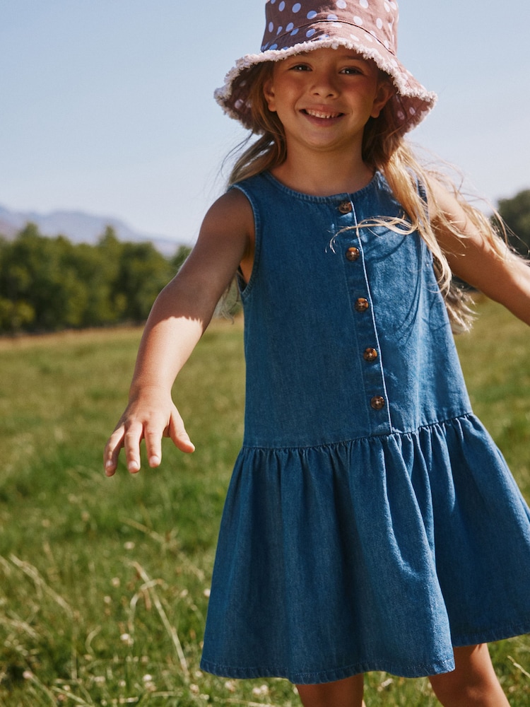 Blue Denim Drop Waist Button Through Dress (3-16yrs) - Image 1 of 3
