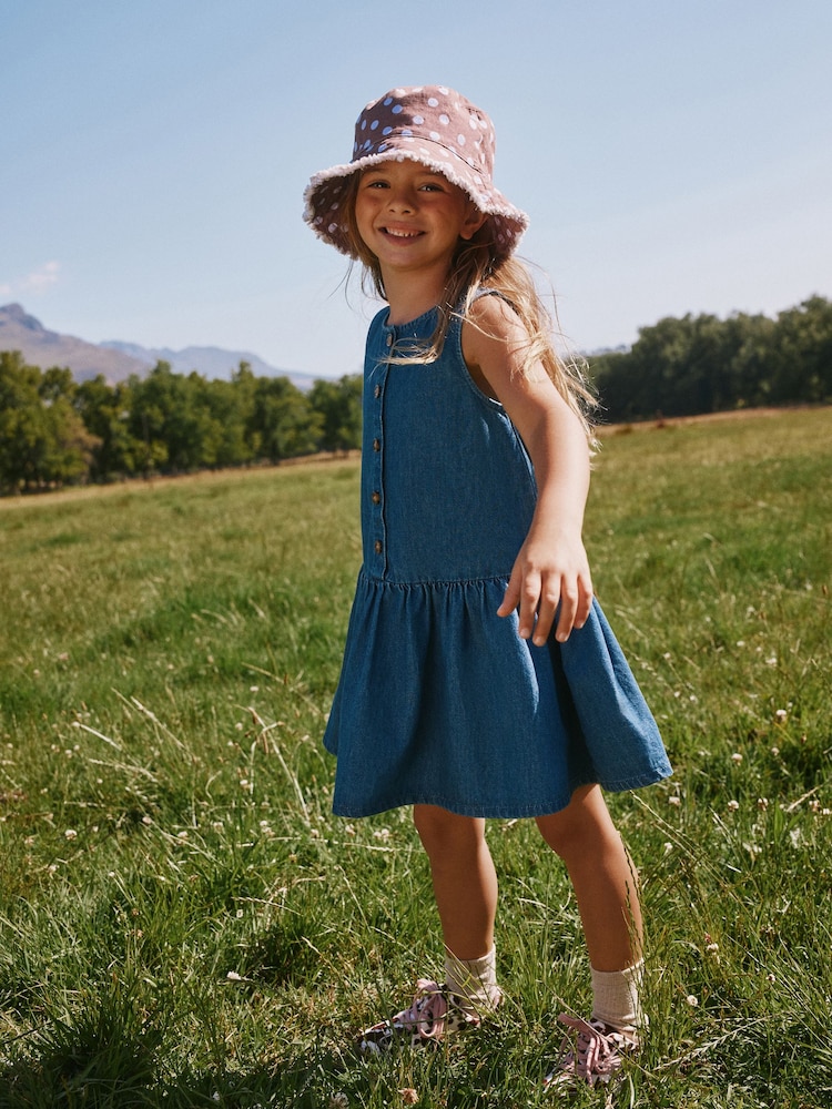 Blue Denim Drop Waist Button Through Dress (3-16yrs) - Image 2 of 3