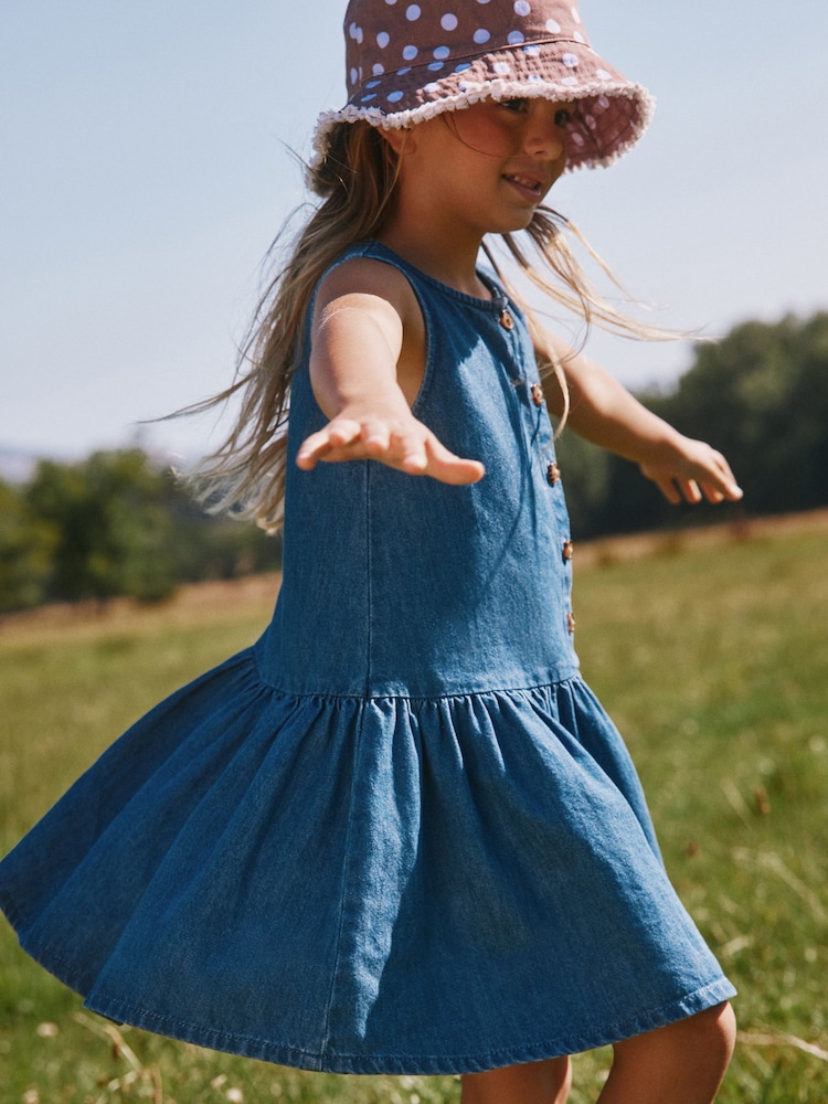Blue Denim Drop Waist Button Through Dress (3-16yrs) - Image 3 of 3