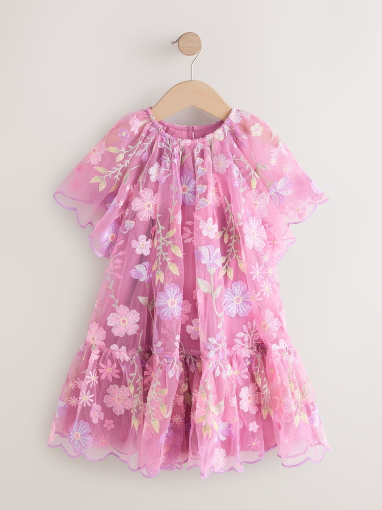 وردي - Flower Embroidered Tiered Occasion Dress (3-16yrs) - صورة 1 من 4 وردي - Flower Embroidered Tiered Occasion Dress (3-16yrs) - صورة 1 من 4