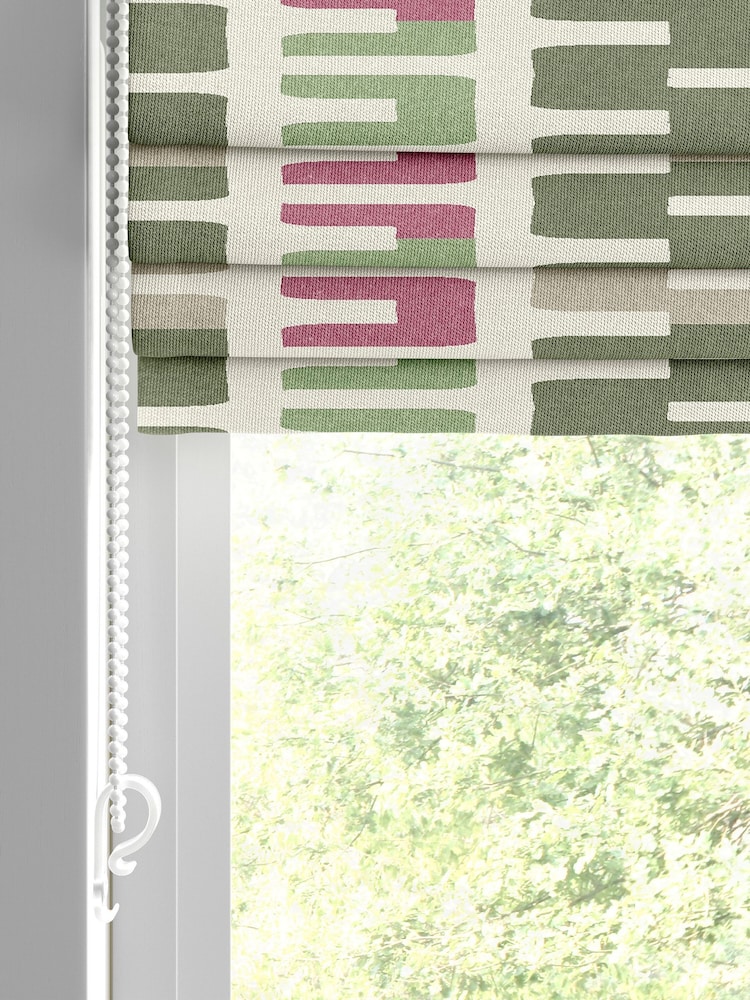 Pink Retro Geo Made To Measure Roman Blind - Image 2 of 6