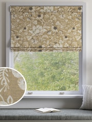 Natural Woodblock Floral Made to Measure Roman Blind - Image 1 of 6