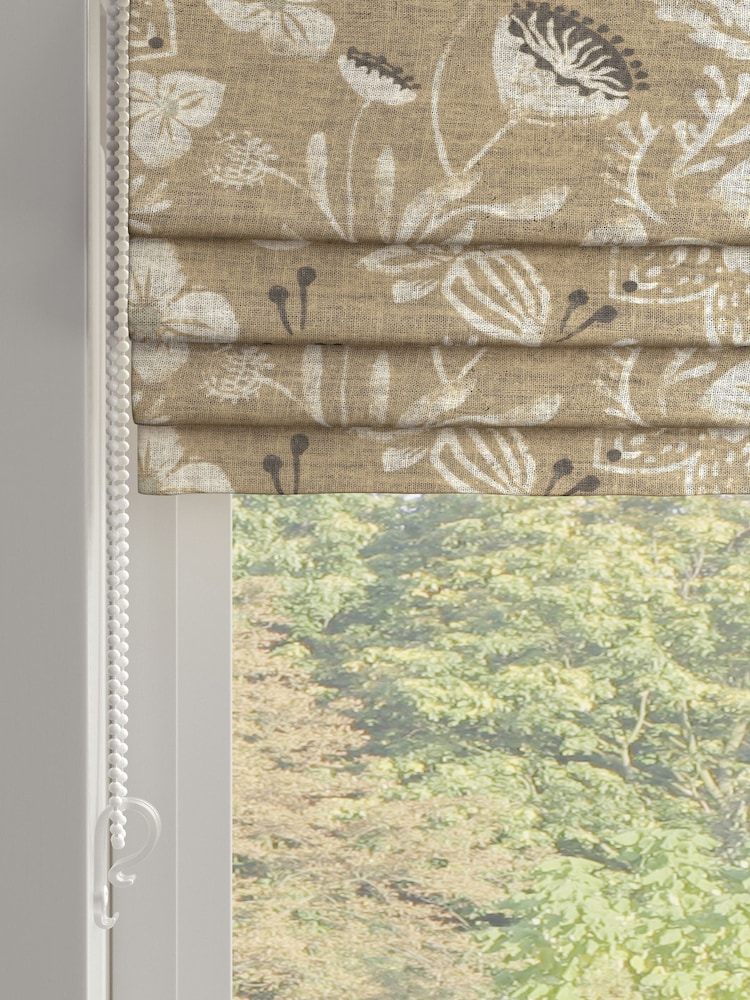 Natural Woodblock Floral Made to Measure Roman Blind - Image 2 of 6