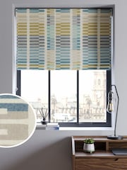 Blue Retro Geo Made To Measure Roman Blind - Image 1 of 6