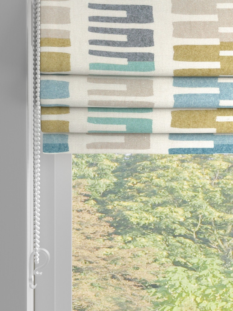Blue Retro Geo Made To Measure Roman Blind - Image 2 of 6