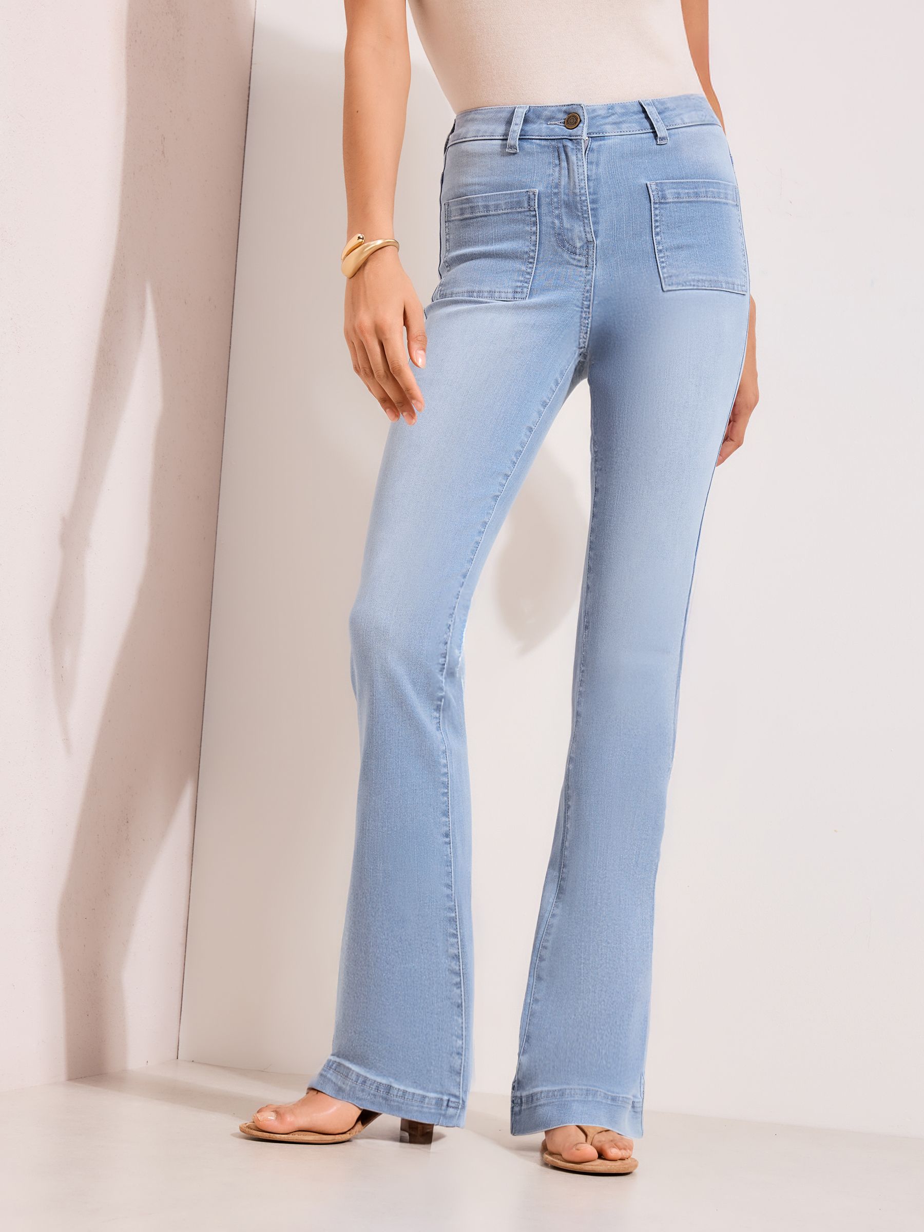 Buy Friends Like These Bleach Wash High Waist Pocket Flare Jeans