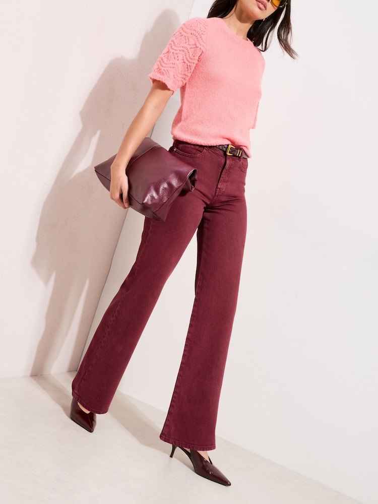 Friends Like These X Lucy Mecklenburgh Red Everyday Wide Leg Jeans - Image 1 of 5 Friends Like These X Lucy Mecklenburgh Red Everyday Wide Leg Jeans - Image 1 of 5