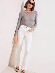 Ecru - Friends Like These Schlaghose mit hoher Taille und Taschen - Bild 1 von 5