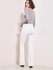 Ecru - Friends Like These Schlaghose mit hoher Taille und Taschen - Bild 2 von 5