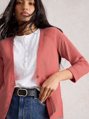 White Stuff Red Naria Linen Blend Cardigan - Image 3 of 6