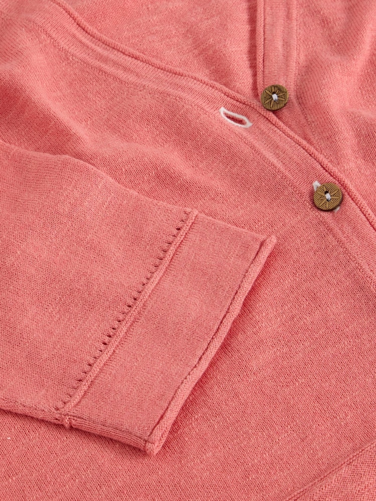 White Stuff Red Naria Linen Blend Cardigan - Image 6 of 6