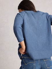 White Stuff Blue Naria Linen Blend Cardigan - Image 3 of 6