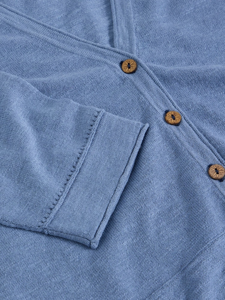 White Stuff Blue Naria Linen Blend Cardigan - Image 6 of 6