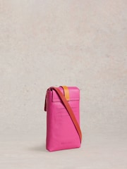 White Stuff Pink Clara Buckle Leather Phone Bag - Image 2 of 4
