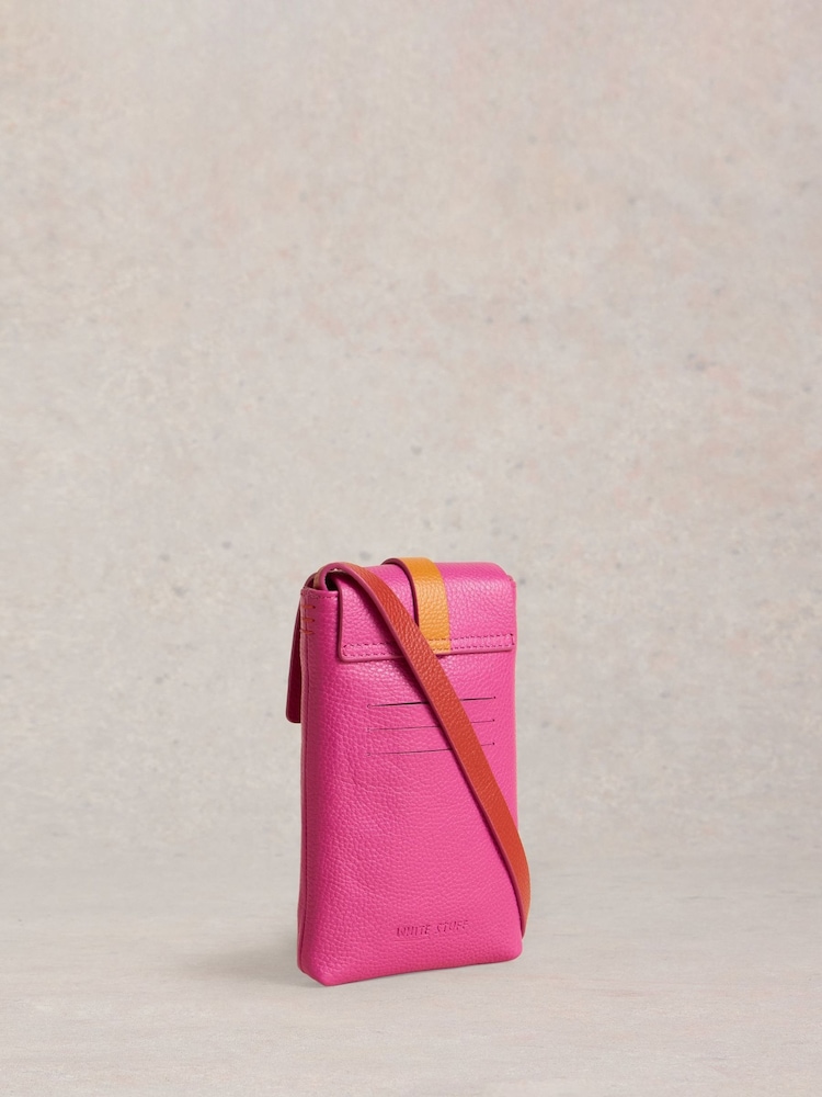 White Stuff Pink Clara Buckle Leather Phone Bag - Image 2 of 4