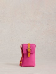 White Stuff Pink Clara Buckle Leather Phone Bag - Image 3 of 4