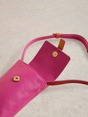 White Stuff Pink Clara Buckle Leather Phone Bag - Image 4 of 4