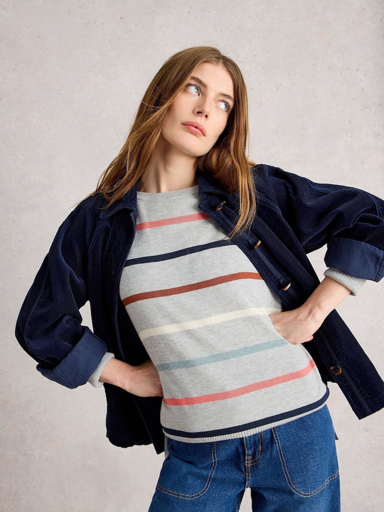 White Stuff Grey Stripe Jumper - Image 2 of 6