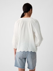 Gap White Eyelet Puff Sleeve Shirt - Image 2 of 5