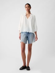 Gap White Eyelet Puff Sleeve Shirt - Image 3 of 5